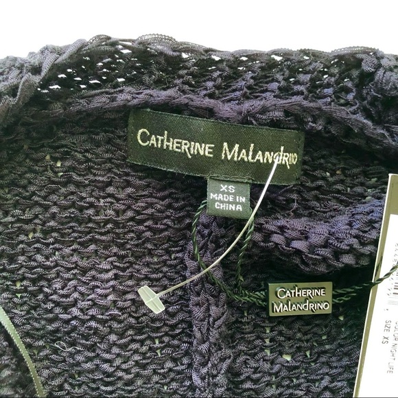 NWT Catherine Malandrino navy blue chunky cardigan open draped sweater XS - Picture 8 of 9